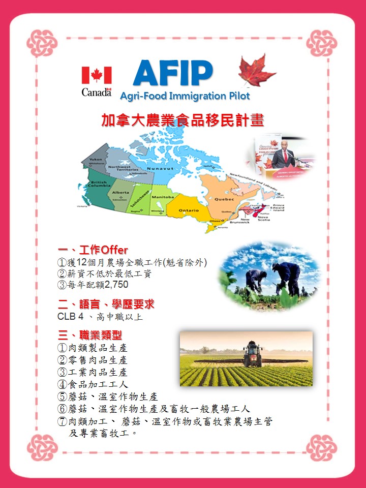 加拿大農業食品移民計畫 5/15 日正式推出